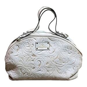Patricia Nash Fiora cream ivory tooled dome satchel